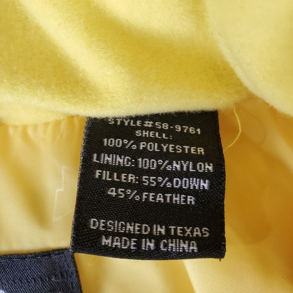 Panhandle Slim Goose Down Puffy Vest Yellow XL Winter Outdoor - Picture 3 of 14